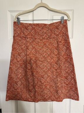 Royal Robbins Orange Geometric A-Line Stretch Pull On Skirt M Travel Granola